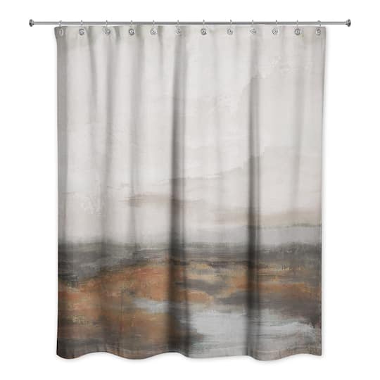 Moody Rust Abstract Riverscape 71" x 74" Shower Curtain